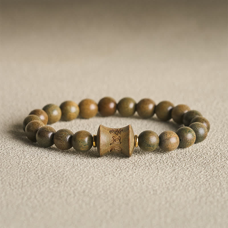 Buddha Stones Green Sandalwood Meditation Round Bead Bracelet - 8mm - image 0