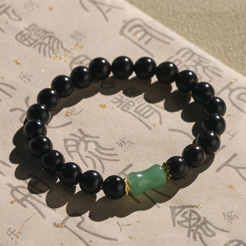 Buddha Stones Ebony Wood Green Sandalwood Natural Grain Unisex Bracelet - image 1