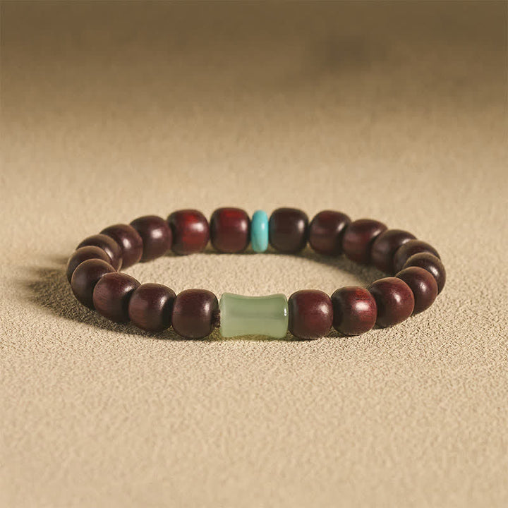 Buddha Stones Vintage Red Sandalwood Ebony Wood Bamboo Protection Bracelet - 10mm Red Sandalwood(Auspicious ♥ Blessing) - image 0