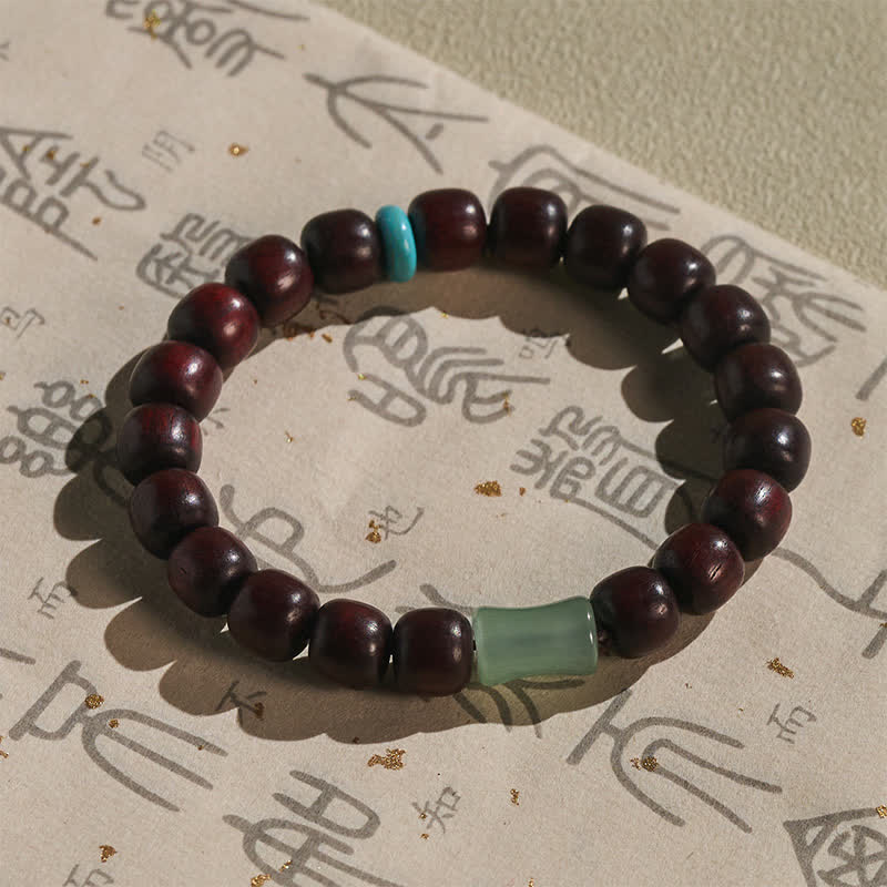 Buddha Stones Vintage Red Sandalwood Ebony Wood Bamboo Protection Bracelet - image 3