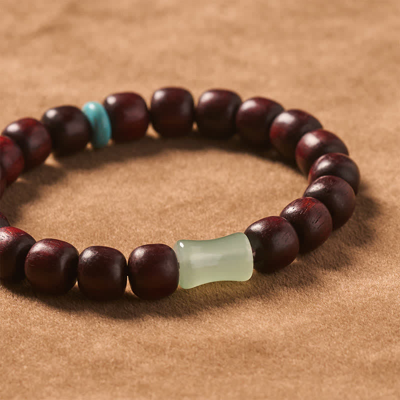 Buddha Stones Vintage Red Sandalwood Ebony Wood Bamboo Protection Bracelet - image 4