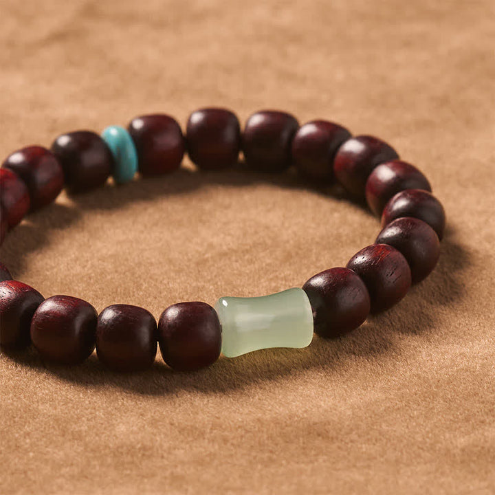 Buddha Stones Vintage Red Sandalwood Ebony Wood Bamboo Protection Bracelet - image 4