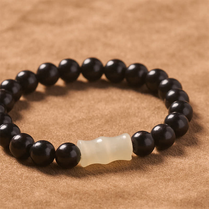 Buddha Stones Vintage Red Sandalwood Ebony Wood Bamboo Protection Bracelet - image 11