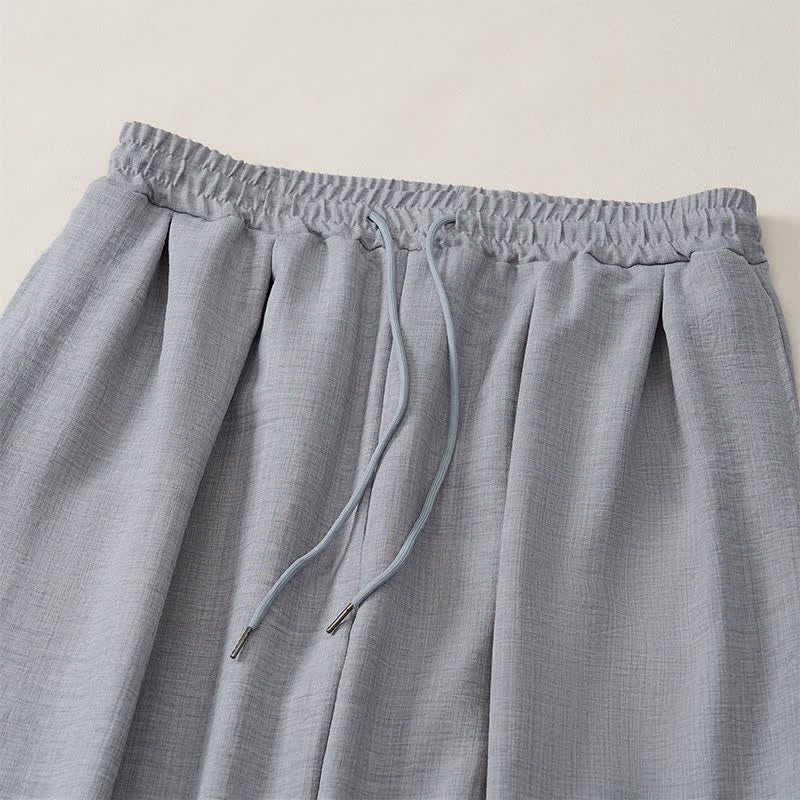 Buddha Stones Spring Basic Retro Drawstring Solid Long Pants Men's Harem Pants With Pockets - image 15