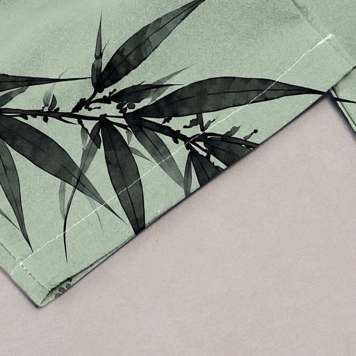 Buddha Stones Pure Cotton Oriental Bird Bamboo Pattern Women's Elastic Waist Pants With Pockets - image 1