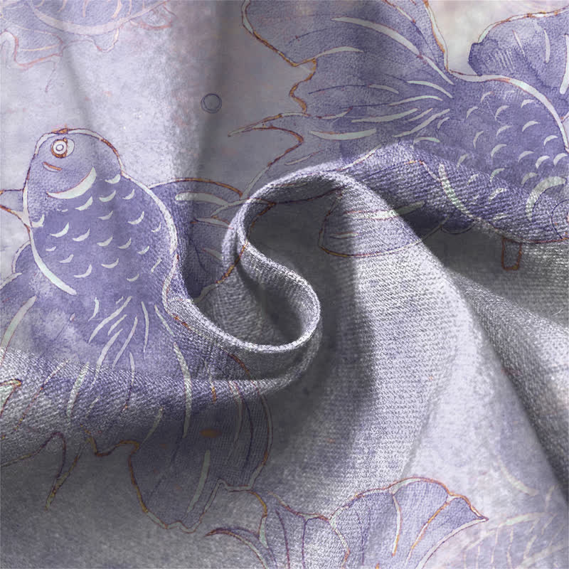 Buddha Stones Pure Cotton Watercolor Goldfish Pattern Frog Button Women's Elastic Waist Harem Pants With Pockets - image 4