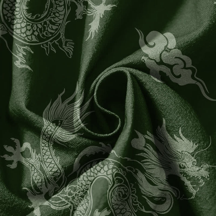 Buddha Stones Pure Cotton Dragon Clouds Pattern Drawstring Men's Harem Pants With Pockets - image 11