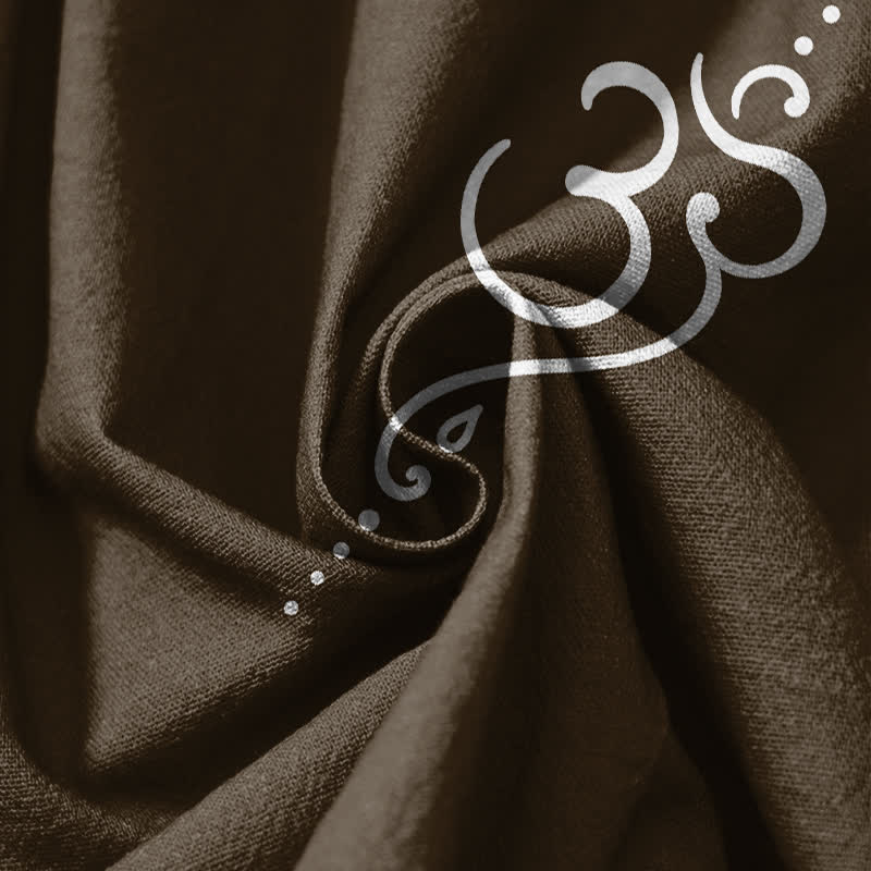 Buddha Stones Pure Cotton Lotus Om Pattern Drawstring Men's Harem Pants With Pockets - image 11