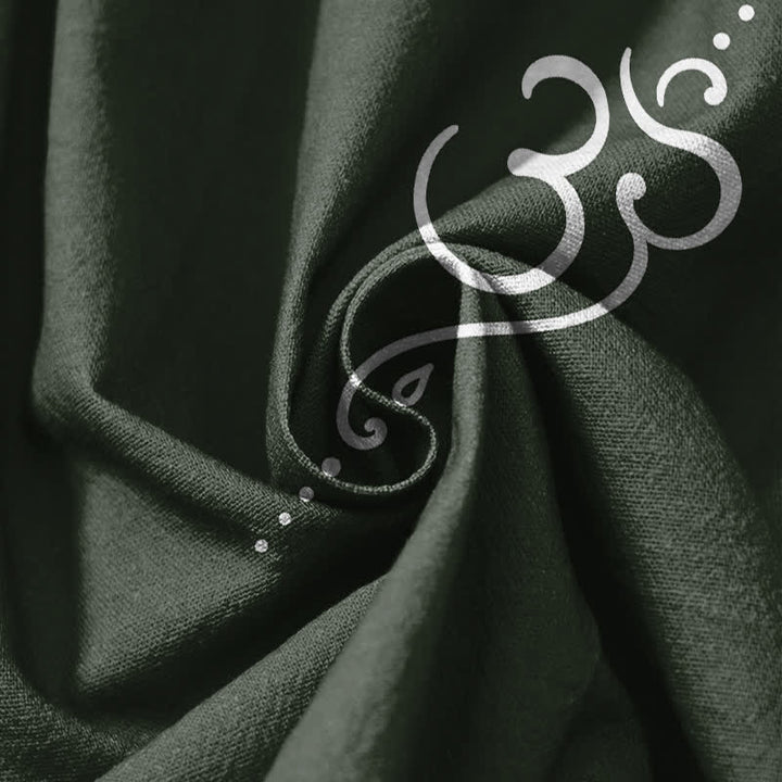 Buddha Stones Pure Cotton Lotus Om Pattern Drawstring Men's Harem Pants With Pockets - image 17
