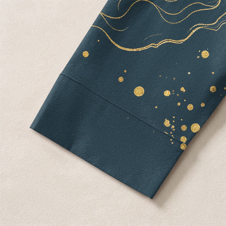 Buddha Stones Cotton Crane Floral Branch Pattern V-Neck Buttons Men's Long Sleeve Shirts - image 5