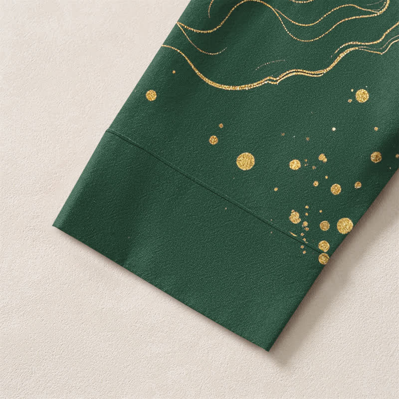 Buddha Stones Cotton Crane Floral Branch Pattern V-Neck Buttons Men's Long Sleeve Shirts - image 19