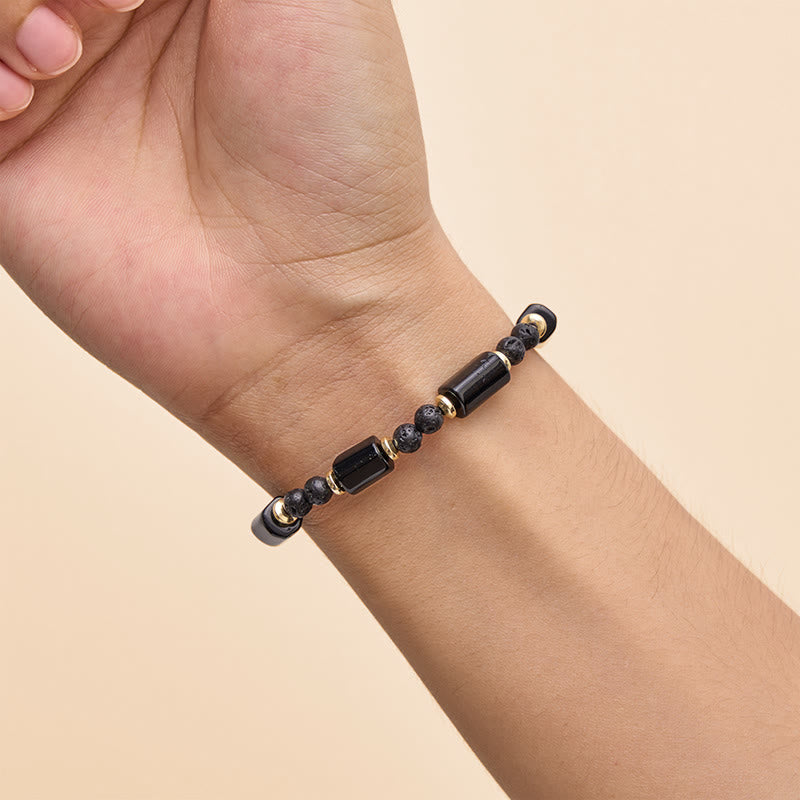 Buddha Stones Black Onyx Lava Rock Protection Braided Adjustable Bracelet - image 10