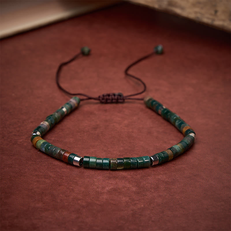 Buddha Stones Natural Indian Agate Braided Balance Bead Bracelet - image 1