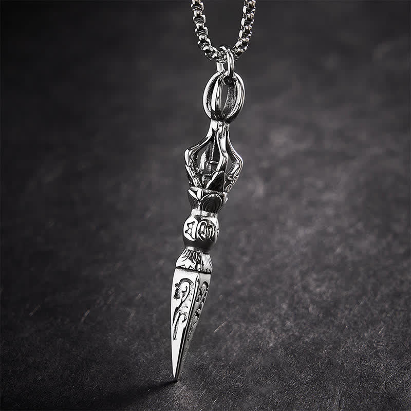 Buddha Stones Titanium Steel Vajra Spiritual Power Vintage Pendant Necklace - Vajra - image 0