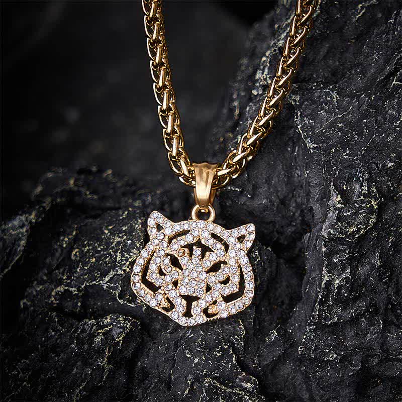 Buddha Stones Titanium Steel Chinese Zodiac Tiger Head Strength Necklace - Tiger - image 0