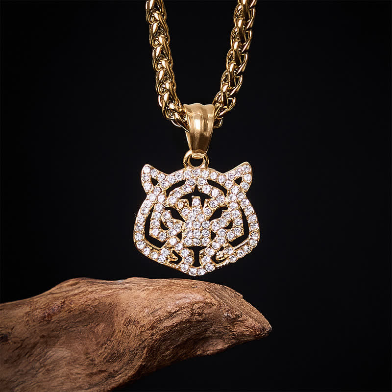 Buddha Stones Titanium Steel Chinese Zodiac Tiger Head Strength Necklace - image 1