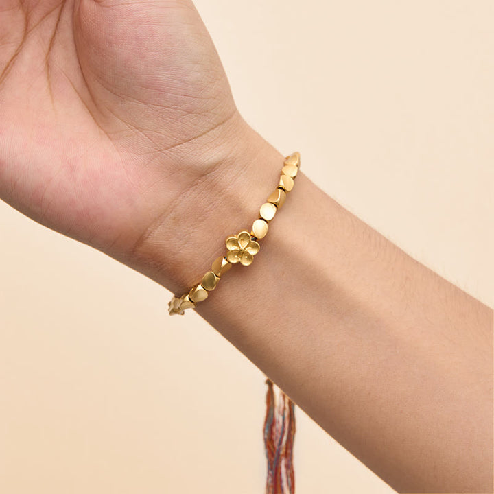 Buddha Stones Tibetan Copper Beads Peach Blossom Flower Colorful String Bracelet - image 9