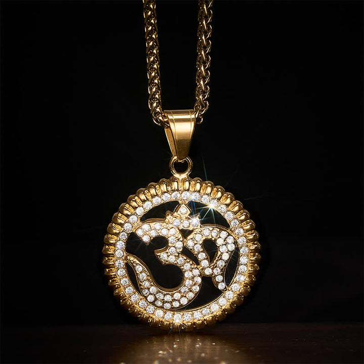 Buddha Stones Titanium Steel OM Pendant Necklace for Strength and Mindfulness - image 3