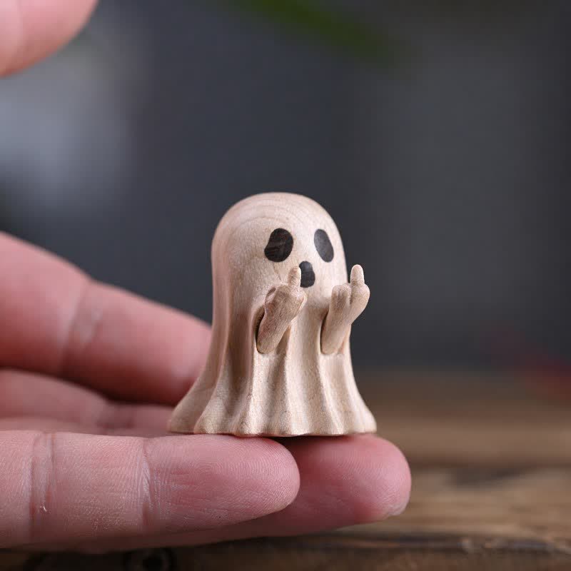 Buddha Stones Maple Wood Carved Mini Cheeky Ghost Desktop Cute Cartoon Decor 3.3 × 3 × 3.9cm - Maple Ghost - Taunting You Approx. 3.9 x 3.3 x 3 cm - image 9