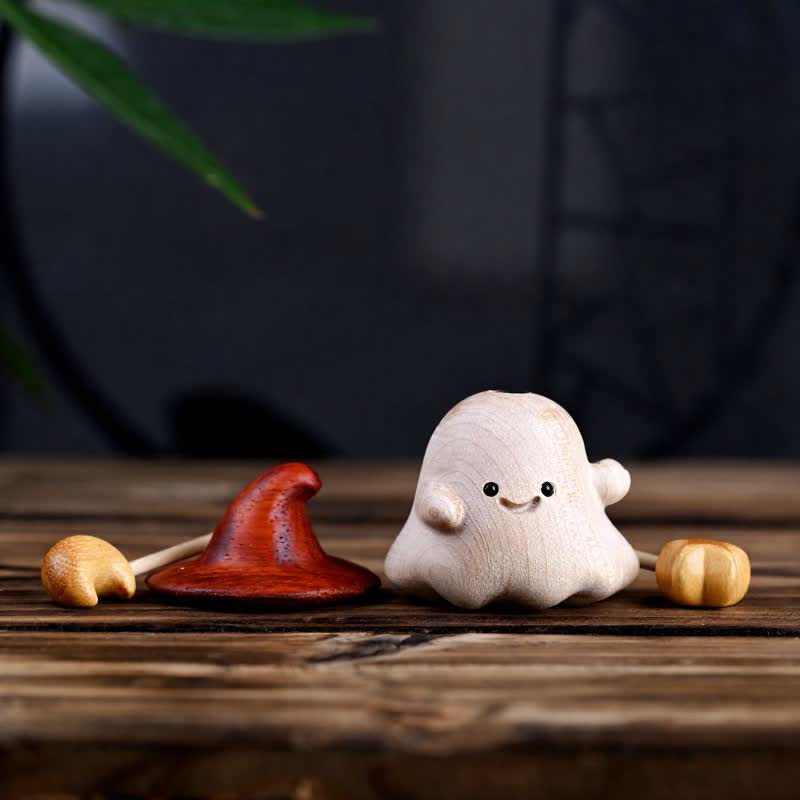 Buddha Stones Beech Wood Carved Small Elf Star Moon Healing Cute Cartoon Decor - image 4