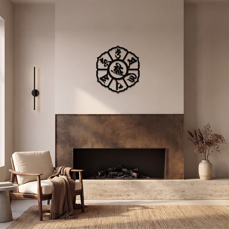 Buddha Stones Om Mani Padme Hum Wisdom Iron Metal Meaningful Symbols Wall Art - image 11