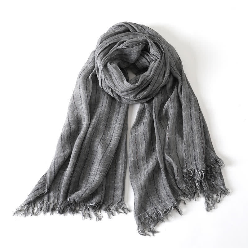 Buddha Stones Spring Fall Soft Textured Travel Tassel Men's Scarf - Gray - image 0