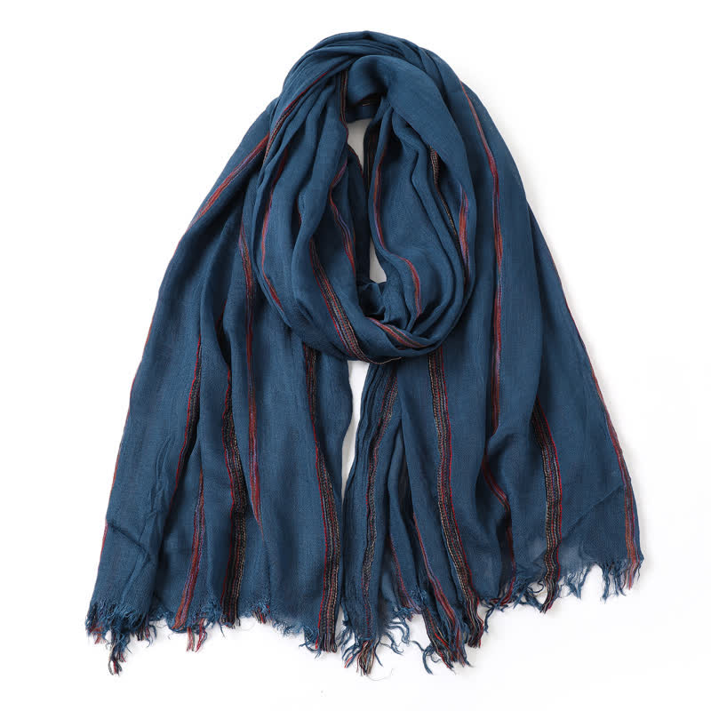 Buddha Stones Spring Fall Multistripe Tassel Lightweight Men's Scarf - image 1