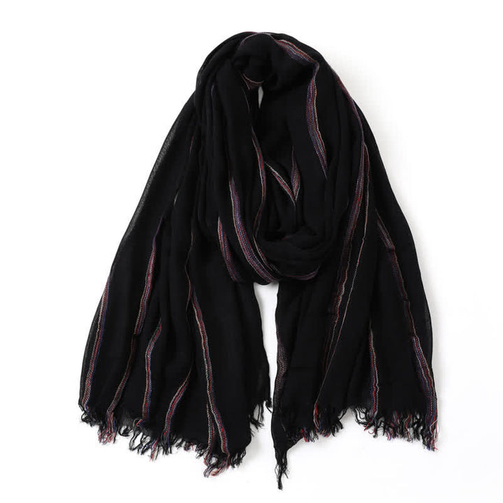 Buddha Stones Spring Fall Multistripe Tassel Lightweight Men's Scarf - image 3
