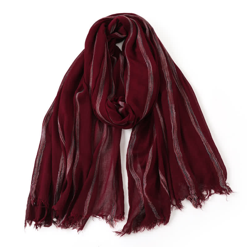 Buddha Stones Spring Fall Multistripe Tassel Lightweight Men's Scarf - image 10