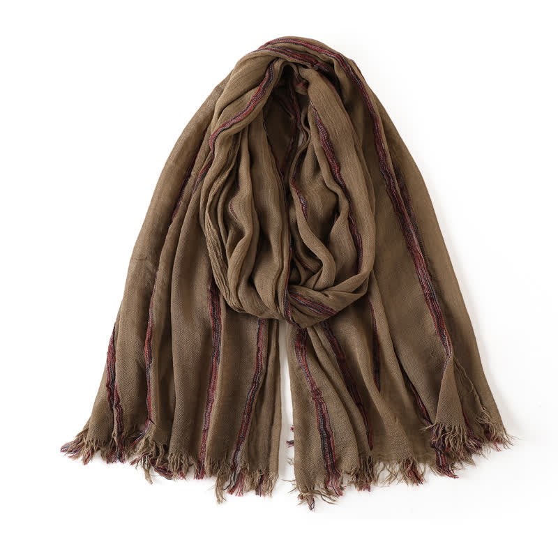 Buddha Stones Spring Fall Multistripe Tassel Lightweight Men's Scarf - image 7