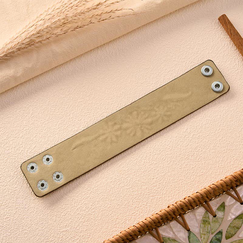 Buddha Stones Leather Hand-Woven Floral Embroidered Protection Bracelet - image 11