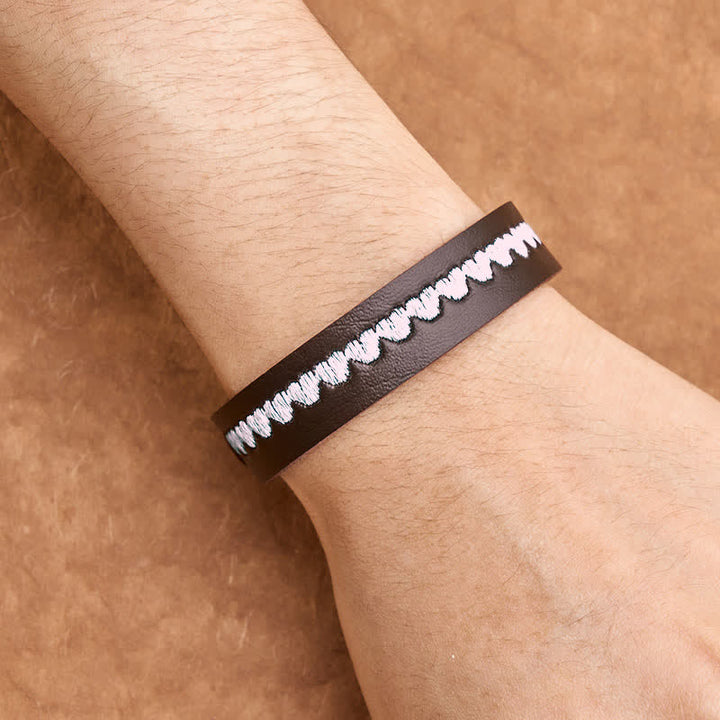 Buddha Stones Adjustable Leather Love Heart Embroidered Protection Buckle Bracelet - image 19