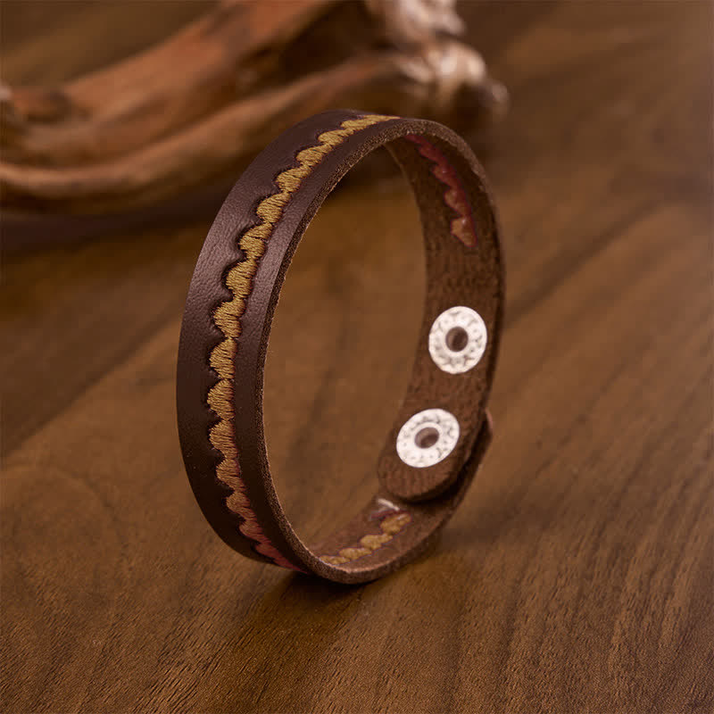 Buddha Stones Adjustable Leather Love Heart Embroidered Protection Buckle Bracelet - Brown(Wrist Circumference: Approx. 6.7–7.5 in / 17–19 cm) - image 22