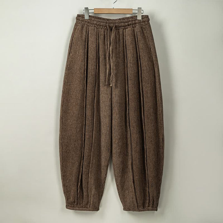 Buddha Stones Fall Winter Casual Vintage Drawstring Solid Long Pants Men's Harem Pants With Pockets - SaddleBrown - US/UK/AU46，EU56 (5XL) - image 0