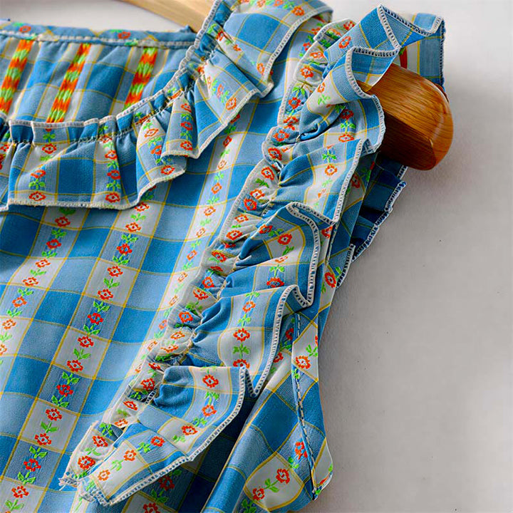Buddha Stones Summer Button-Up Drawstring Gingham Women's Summer Sleeveless Dress With Pockets - image 3