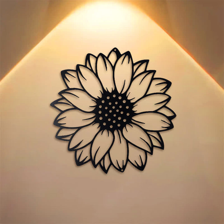 Buddha Stones Round Floral Sunflower Energy Iron Metal Wall Decor - image 0