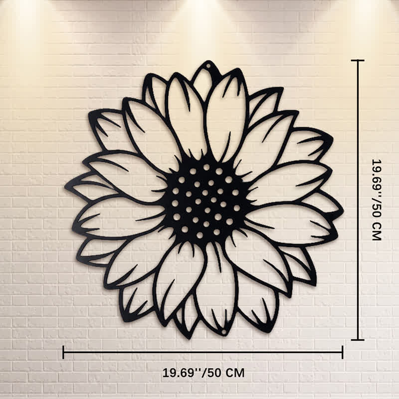 Buddha Stones Round Floral Sunflower Energy Iron Metal Wall Decor - Black - Approx. 50cm x 50cm x 0.12cm / 19.69in x 19.69in x 0.05in - image 11