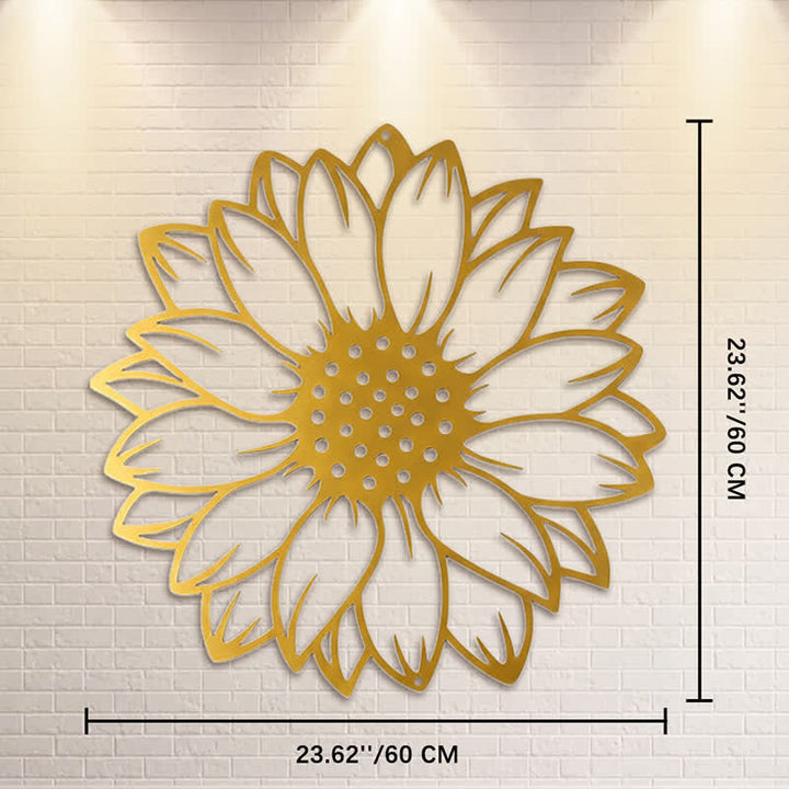 Buddha Stones Round Floral Sunflower Energy Iron Metal Wall Decor - Gold - Approx. 60cm x 60cm x 0.12cm / 23.62in x 23.62in x 0.05in - image 32