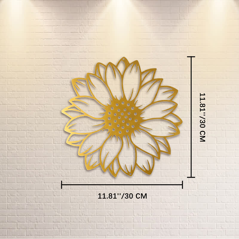 Buddha Stones Round Floral Sunflower Energy Iron Metal Wall Decor - Gold - Approx. 30cm x 30cm x 0.1cm / 11.81in x 11.81in x 0.04in - image 21