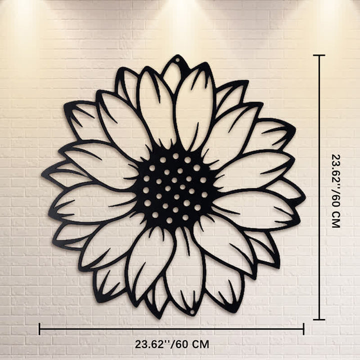 Buddha Stones Round Floral Sunflower Energy Iron Metal Wall Decor - Black - Approx. 60cm x 60cm x 0.12cm / 23.62in x 23.62in x 0.05in - image 13