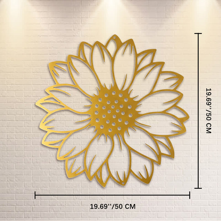 Buddha Stones Round Floral Sunflower Energy Iron Metal Wall Decor - Gold - Approx. 50cm x 50cm x 0.12cm / 19.69in x 19.69in x 0.05in - image 28