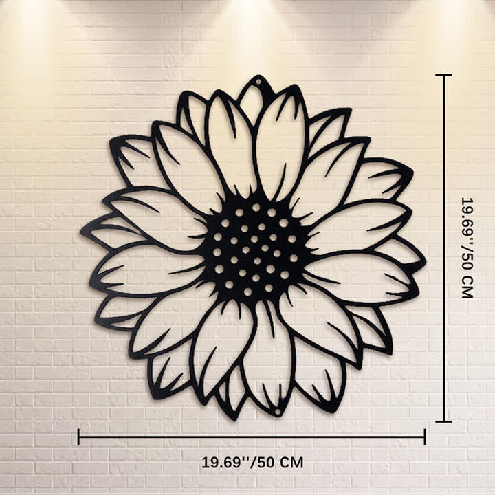 Buddha Stones Round Floral Sunflower Energy Iron Metal Wall Decor - Black - Approx. 50cm x 50cm x 0.12cm / 19.69in x 19.69in x 0.05in - image 13