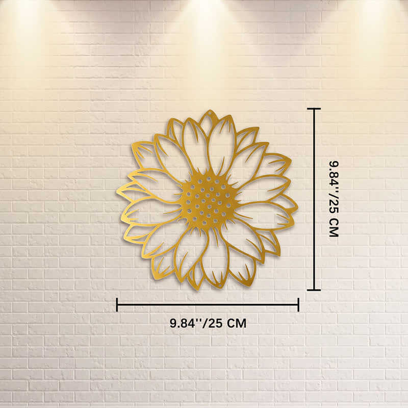 Buddha Stones Round Floral Sunflower Energy Iron Metal Wall Decor - Gold - Approx. 25cm x 25cm x 0.1cm / 9.84in x 9.84in x 0.04in - image 21