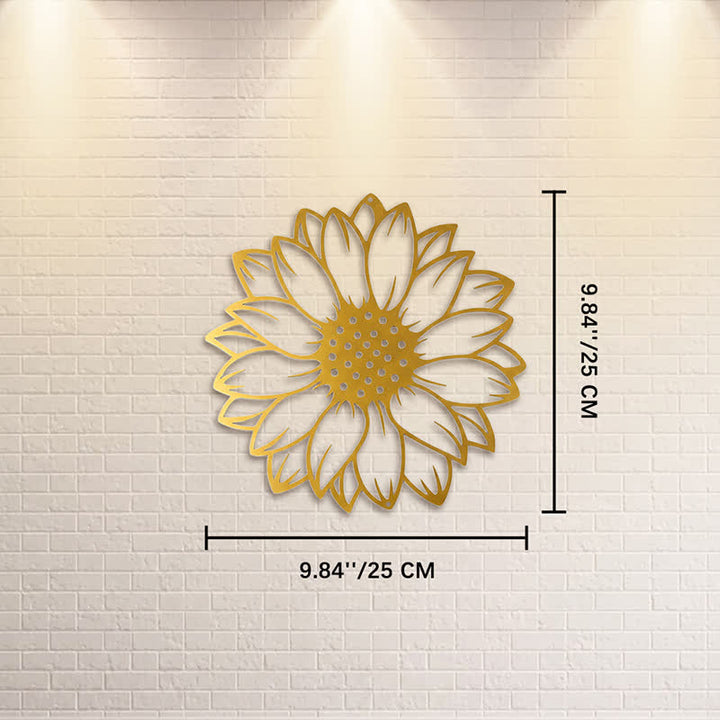 Buddha Stones Round Floral Sunflower Energy Iron Metal Wall Decor - Gold - Approx. 25cm x 25cm x 0.1cm / 9.84in x 9.84in x 0.04in - image 19