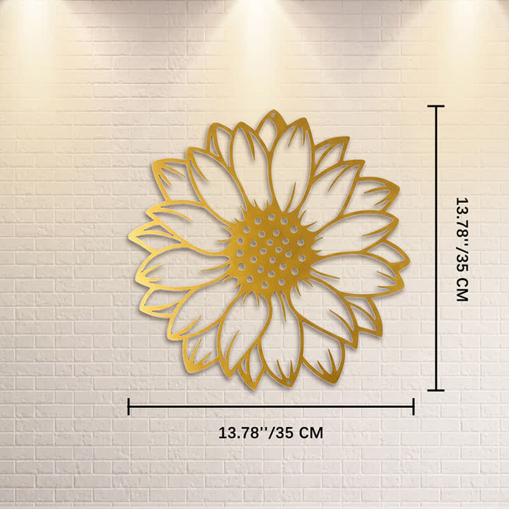 Buddha Stones Round Floral Sunflower Energy Iron Metal Wall Decor - Gold - Approx. 35cm x 35cm x 0.1cm / 13.78in x 13.78in x 0.04in - image 25