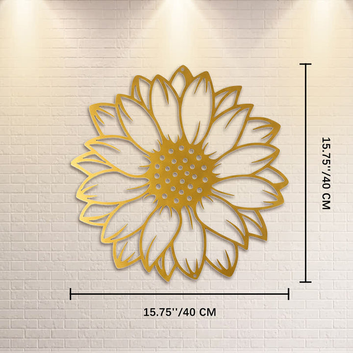 Buddha Stones Round Floral Sunflower Energy Iron Metal Wall Decor - Gold - Approx. 40cm x 40cm x 0.1cm / 15.75in x 15.75in x 0.04in - image 25