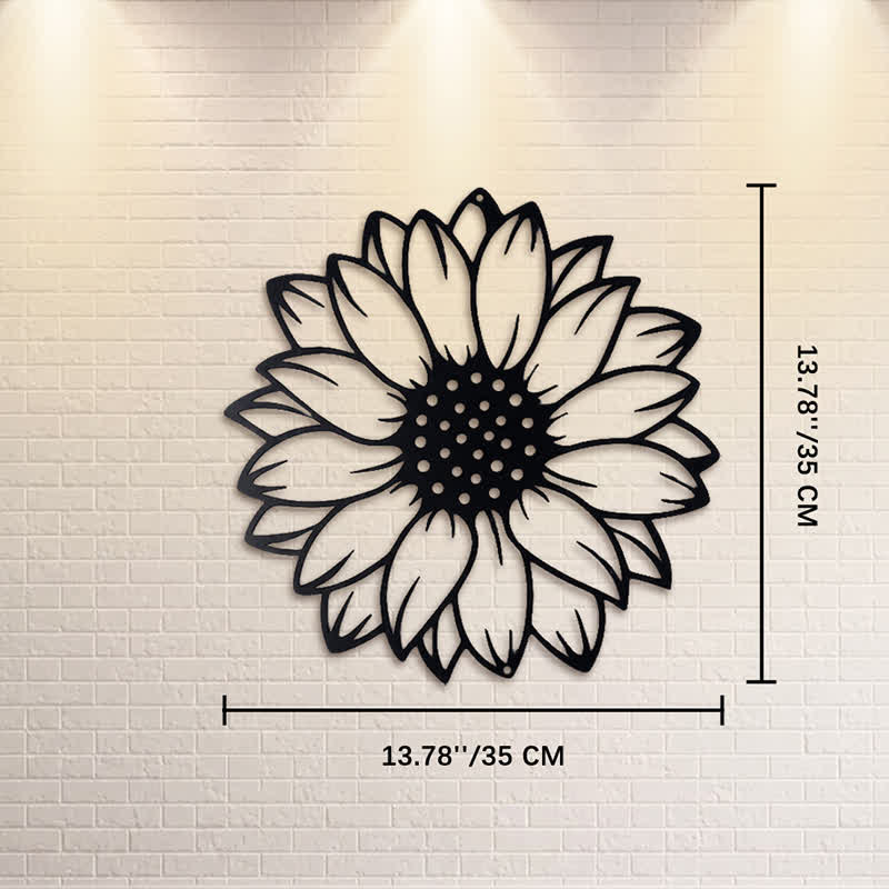 Buddha Stones Round Floral Sunflower Energy Iron Metal Wall Decor - Black - Approx. 35cm x 35cm x 0.1cm / 13.78in x 13.78in x 0.04in - image 7