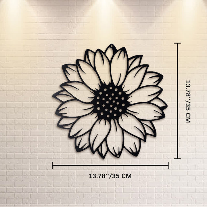 Buddha Stones Round Floral Sunflower Energy Iron Metal Wall Decor - Black - Approx. 35cm x 35cm x 0.1cm / 13.78in x 13.78in x 0.04in - image 7