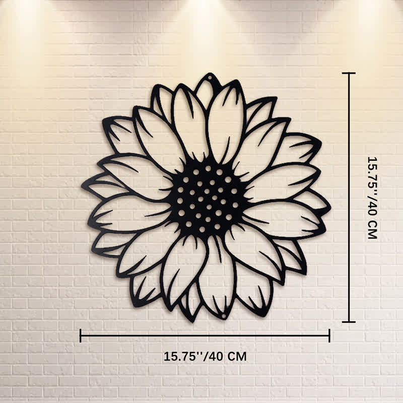 Buddha Stones Round Floral Sunflower Energy Iron Metal Wall Decor - Black - Approx. 40cm x 40cm x 0.1cm / 15.75in x 15.75in x 0.04in - image 8
