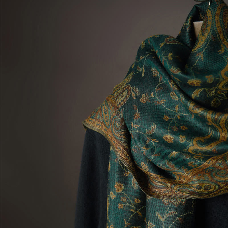 Buddha Stones Tibetan Cashew Flower Vine Print Tassels Shawl Fall Winter Soft Scarf Wrap - image 4